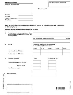 Avis de réduction de l'horaire de travail