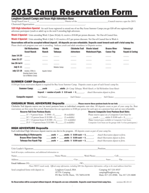 2015 Camp Reservation Form
