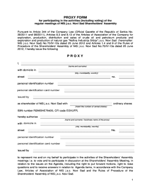 NIS Shareholder Proxy Letter