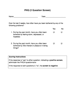 PHQ 2 Question Screen