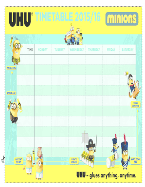 Minions Papercraft Timetable