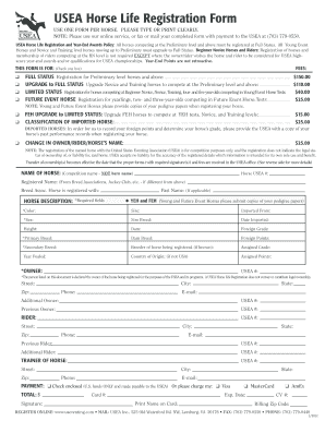USEA Horse Life Registration Form