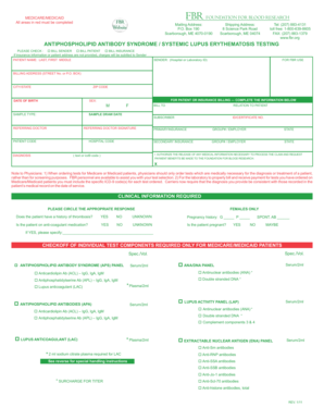 Medicare/Medicaid Antiphospholipid Antibody Testing Form