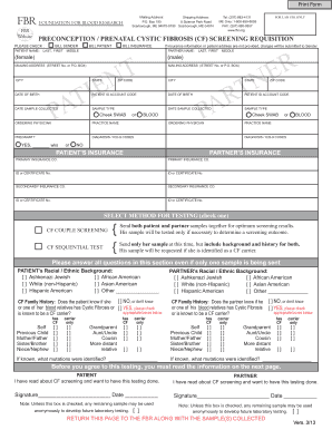 Prenatal Cystic Fibrosis Screening Requisition