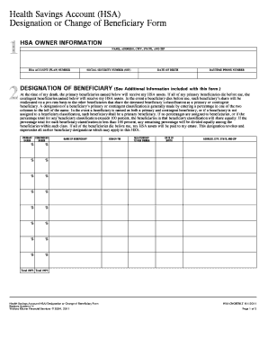 Health Savings Account Beneficiary Designation Form