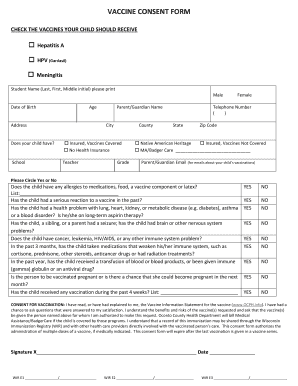 Vaccine Consent Form