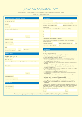 Junior ISA Application Form