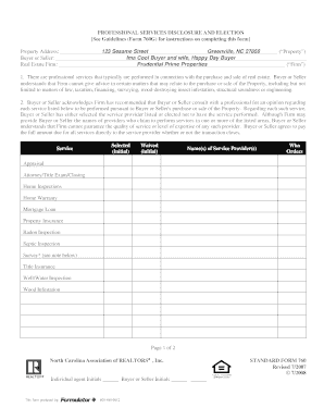 Professional Services Disclosure and Election