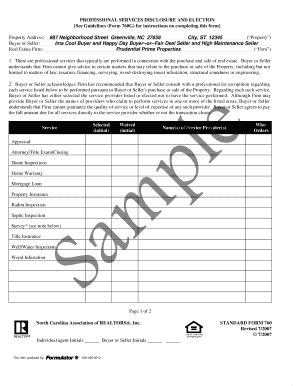 Professional Services Disclosure and Election