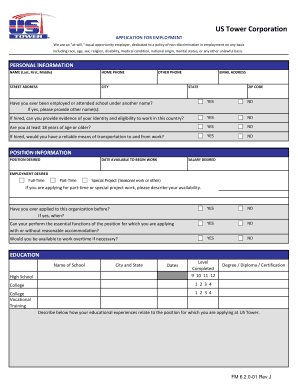 US Tower Corporation Employment Application