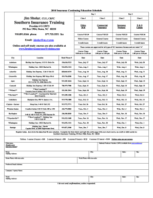 2010 North Carolina Insurance Continuing Education Schedule