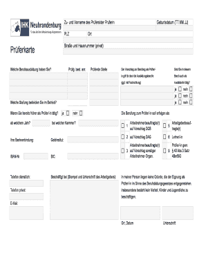 Formular zur Berufung als Prüfer/-in