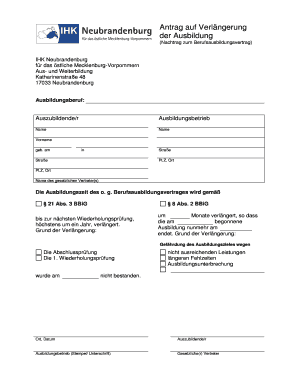 Antrag auf Verlängerung der Ausbildung