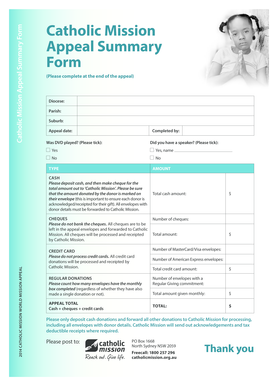 Catholic Mission Appeal Summary Form