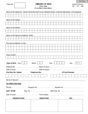 India Visa Application Form