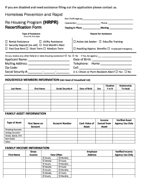 Homeless Prevention and Rapid Re-Housing Program Recertification Form