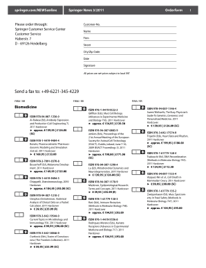 Springer Order Form