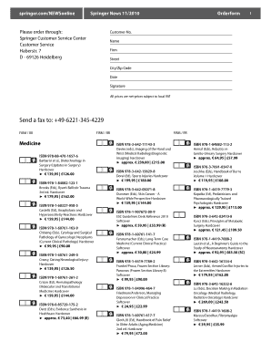 Springer Order Form