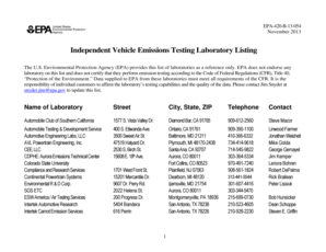US EPA Vehicle Emissions Testing Lab List