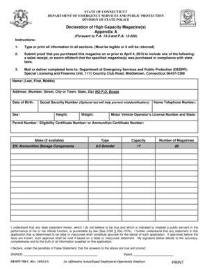 Connecticut High Capacity Magazine Declaration