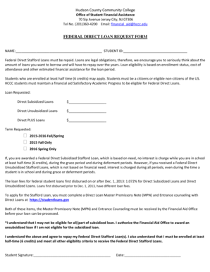 Federal Direct Loan Request Form