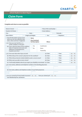 School Student Accident Report Claim Form