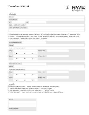 Czech Gas Tax Declaration Form