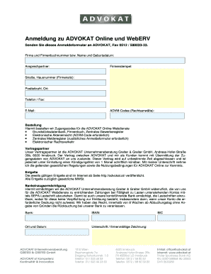 Anmeldung zu ADVOKAT Online und WebERV