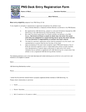 PNS Deck Entry Registration Form