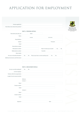 Application for Employment