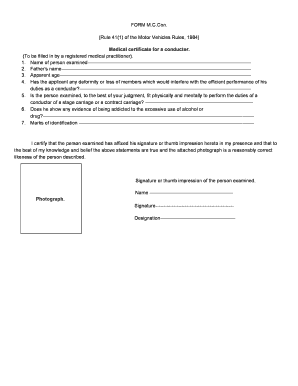 Medical Certificate for Conductor