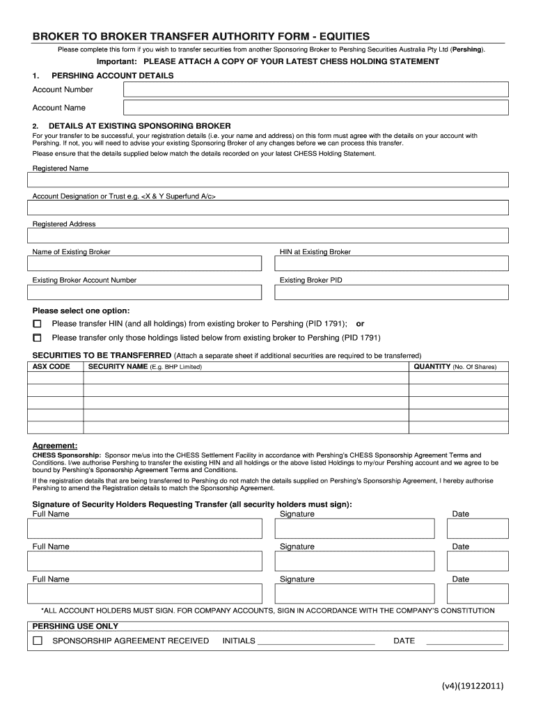 Fillable Online Broker to Broker Transfer Form Trader Dealer Online Fax Email Print pdfFiller