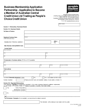 Business Membership Application for Australian Credit Union