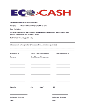 Company Signing Arrangements Form