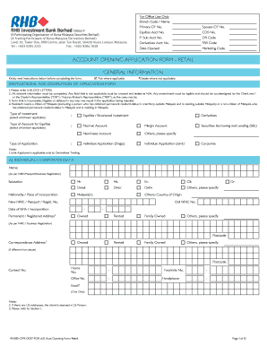 Account Opening Application Form - Retail