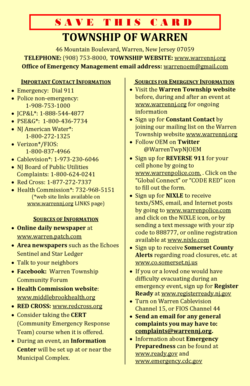 Red cross emergency contact card - OEM Card - Warren Township - warrennj