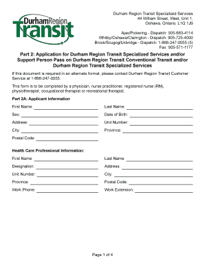Durham Region Transit Specialized Services Application