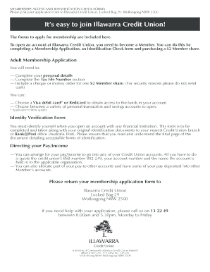 Illawarra Credit Union Membership Application