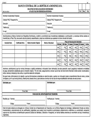 Solicitud de Recolocación de Inversiones