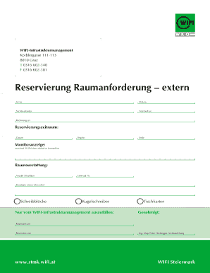 WIFI Graz Seminarraum-Buchungsformular