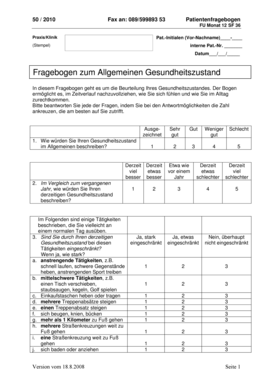 Patientenfragebogen SF 36