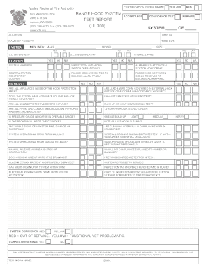 Fire Suppression System Confidence Test Form