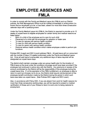 Employee FMLA Absence Request Form