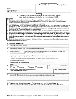 Antrag auf Gewährung von Beschädigtenversorgung nach dem Gesetz über die Entschädigung für Opfer von Gewalttaten (OEG)