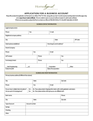 Business Account Application Form
