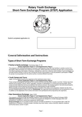 Rotary Youth Exchange Short-Term Program Application
