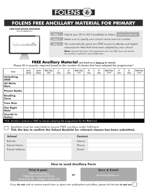 Folens Ancillary Material Request Form