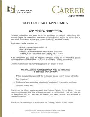 Support Staff Application Form