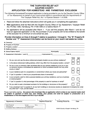 Taxpayer Relief Act Homestead and Farmstead Application