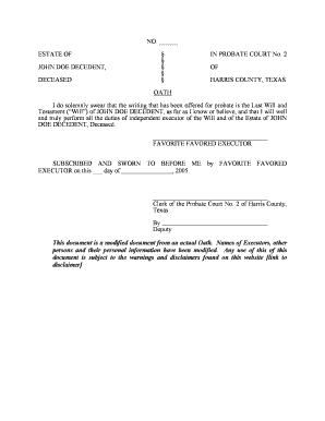 Texas Probate Court Oath